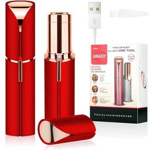 URAQT Gezichtshaarverwijderaar voor vrouwen, pijnloze gezichtshaartrimmer, oplaadbare mini-epilator dame-scheerapparaat, draagbaar elektrisch scheerapparaat voor lippen, gezicht, lichaam, perzik, fuzz
