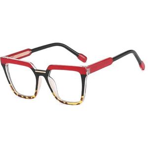 Nepbrillen, Vierkante Cat Eye Retro Brilmonturen Multicolor(Red)