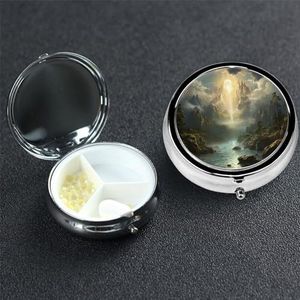 Glanzend licht pillendoosje 3 compartimenten pillendoos ronde pil organiseren metalen waterdichte medicijnorganizer doos voor reizen kleine pillencontainer draagbaar voor supplementen