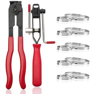 12 stuks asmanchetten, gereedschapklemmen, Nizirioo slangklemmen, set van 2 asmanchetten, klemtang met 10 asmanchetten, oorklemtang, krimpbanden voor auto's, krimpgereedschap kit