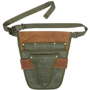 Gereedschapstas, Draagbare tuingereedschapstas van gewaxt canvas, 30 x 15 x 2 centimeter, veelkleurig(Green and Brown)