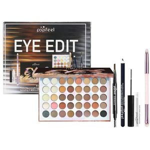 LHLXZQ Eyes Makeup Set, Inclusief 40 Kleuren Oogschaduwpalet Eyeliner Wenkbrauwpotlood Mascara en Oogschaduwkwast, Draagbare Reis Essentiële Starter Cosmetica set voor Tienermeisjes Vrouwen, 06A