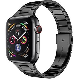 By Qubix - Stalen schakelband - Zwart - Compatible met Apple watch 38mm / 40mm / 41mm - Compatible Apple watch bandjes