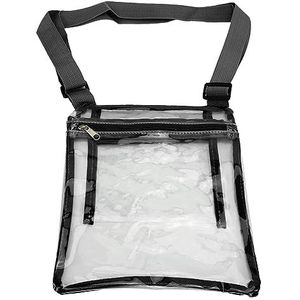 Doorzichtige Handtas, Doorzichtige PVC-tas. Grote Capaciteit en tijdbesparend. Ademende mesh-band. Draagbaar Waterdicht voor op Reis Naar de Sportschool (Zwart)
