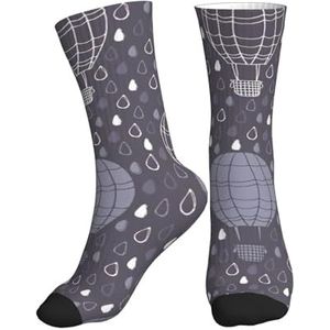 PPHGUT Hot Air Ballon Print Volwassenen Mid Tube Sokken Ademend Sport Running Gym Training Jogging Activiteiten, 1 zwart, One size