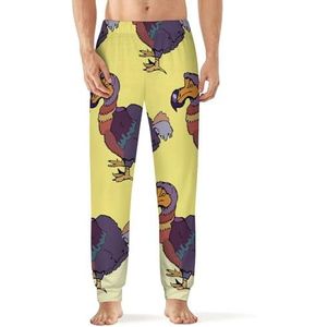 Paarse Dodo Bird heren pyjama broek print lounge nachtkleding bodems slaapbroek XL