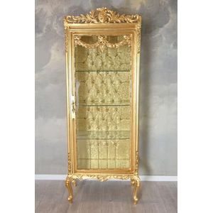 Staande vitrine vitrine goud vitrinekast hoge kast glazen plank antiek cat977a Palazzo Exclusief