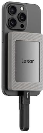 Lexar ES4 Draagbare SSD 1 TB met magnetische set, Externe SSD USB 3.2 Gen 2 tot 1050 MB/s leessnelheid en 1000 MB/s snelheid, compatibel met iPhone 15/16, PC & Mac, Type-C laptops, tablets, PS5, PS4