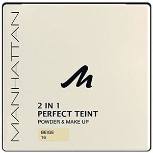 Manhattan 2-in-1 Perfect Teint Powder – poeder en make-up in één voor een absoluut gelijkmatige teint – kleur beige 16, 9 g (1 stuk)