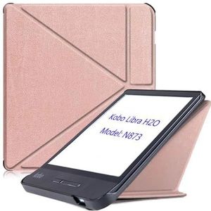Kobo Libra H2O 7 inch e-Reader Cover, Ultra Slim Lichtgewicht Folio Stand Lederen Case, Auto Sleep/Wake, 2019 Release (Rose Gold)