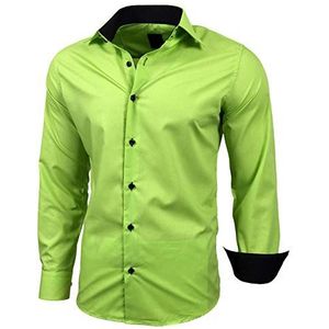 Baxboy B-444 Overhemd, voor heren, slimfit, gemakkelijk te strijken, lange mouwen, groen, XXL