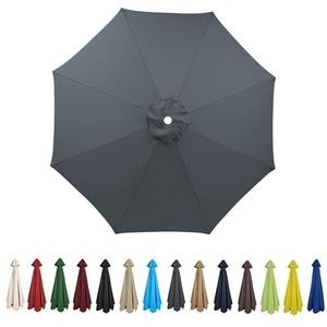 HonunGron Vervangende parasolluifel 2 m 2,7 m 3 m + 6 armen/8 armen vervanging parasol stoffen hoes voor tuintafel paraplu anti-ultraviolet vervangende parapludoek, Grijs, 2.7m / 8 Arms