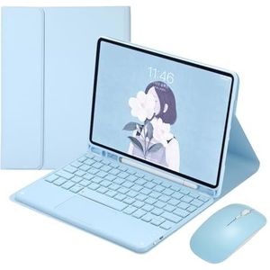 Toetsenbordhoes voor Samsung Galaxy Tab S9 FE 10.9 inch 2023, Ingebouwde Potloodhouder, Magnetisch Afneembaar Draadloos Toetsenbord met Bluetooth Muis,Blauw