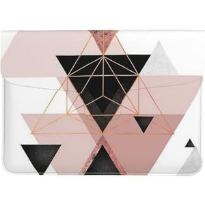 Driehoek Rose Goud Marmer Geometrie, Lederen Laptop Sleeve, Notebook Tas Laptop Case Sleeve Tablet Aktetas