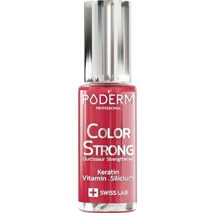 PODERM Nagelverharder Lak – Roze Rood – 8ML | Versterkt Zwakke, Breekbare & Broze Nagels | Verrijkt met Biotine, Silicium & Keratine | Ontwikkeld door een Podoloog – Swiss Made