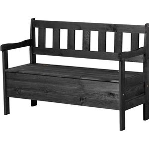 KADAX Tuinbank, 120 x 47 x 81,5 cm, bankkist van houtvezelplaat, zitbank met opbergruimte en rugleuning, weerbestendige houten bank voor tuin, balkon, 120 cm, antraciet