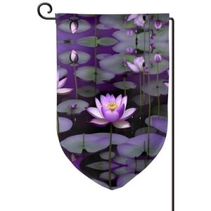 Lotus bloem paarse tuin vlag dubbelzijdige boerderij tuin vlag lente zomer buiten decoratie 30x45 cm