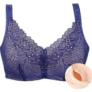 Katoenen BH Prothese Pocket Post Chirurgische BH For Midden Oudere Vrouwen Mastectomie Slaap Yoga Alledaagse BH Top Ondergoed (Color : Blue, Size : 80/36C)