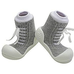 Attipas Sneakers – baby loopschoenen, ademende kinderpantoffels ABS-sokken, antislip, biologisch katoen 19 EU grijs