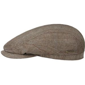Stetson Pascoli Driver Pet Heren - Made in the EU zijden cap flat hat zonnecap met klep voering voor Lente/Zomer - 58 cm beige-bruin