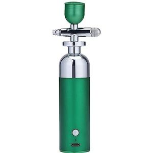 Facial Airbrush Air Compressor Kit Brush Sproeier Pistool Water Zuurstof for Nail Art Tattoo Cake Make-up Diep Hydraterende Machine Nauwkeurige Controle(Short Green)