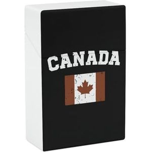 Vintage Canadese Vlag Draagbare Sigaret Case Houder Waterdichte Flip Top Sluiting Kaart Pillendoos voor Mannen Vrouwen