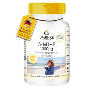 5-MTHF 1000μg - 400 tabletten - Calcium-L-methylfolaat - HOGE DOSERING - Duitse apotheekkwaliteit - veganistisch | Warnke Vitalstoffe