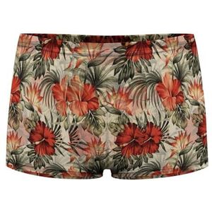 Vintage Rode Hibiscus En Strelitzia Heren Boxer Slips Sexy Shorts Mesh Boxers Ondergoed Ademend Onderbroek Thong