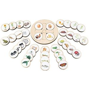 Life Cycle Game Board, 320g houten Life Cycle Puzzle Board, Life Cycle Puzzle Kit Dieren, Montessori Growth Cycle Board voor 2~6 jaar oude kleuters