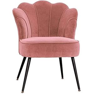 GEIRONV 1 stks fluwelen keuken eetkamer stoelen, met zwarte metalen benen woonkamer stoelen appartement balkon stoel 33 × 67 × 83 cm Eetstoelen (Color : Pink)