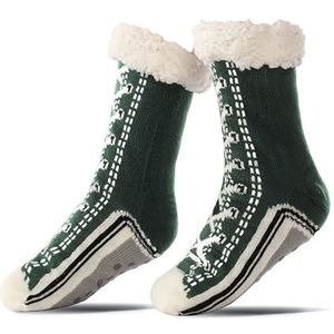 Ultra-Thick Cashmere Slipper Home Socks, Knitted Non-slip Soft Warm Slipper Socks for Indoor Home Women Men (Army Green,One Size)