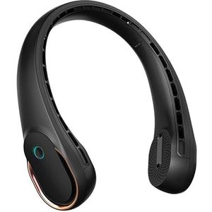 FrSara Nekventilator, draagbare persoonlijke ventilator, sterke wind, 5200 mAh, luchtvolume, 360° koeling, geen verdraaiend haar, luchtvolume aan 2 zijden, antislip, snel opladen, lange gebruiksduur