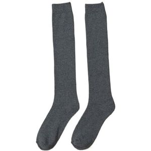 2PC herfst winter kniekousen puur katoen plus fleece warme sokken effen kleur unisex lange kniekousen(Gray)