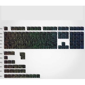 QPSJXN Dye Sub Profile Keycapset 132 zwart-wit -topografische glans door design MX Switch mechanische toetsenborden (Black V3)