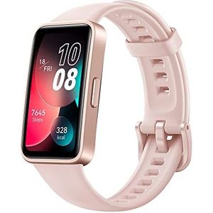 HUAWEI Band 8 smartwatch, randloos touchscreen, slaaptracking, continue SpO2-meting, 100+ trainingsmodi, snel opladen, lange levensduur, 10000+ wijzerplaten, iOS/Android, waterdicht, roze