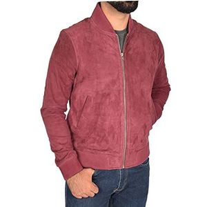 Mens bommenwerper jas fijn geit suède slim fit zwart blauw bruin bordeaux olijf bruin - Walter, Bourgondy, L