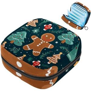 MUOOUM Kerst Peperkoek Man Patroon Maandverband Opbergtas Draagbare Menstruatie Tas Voor Vrouwen Tiener Meisjes Menstruatie Cup Pouch Nursing Pad Houder