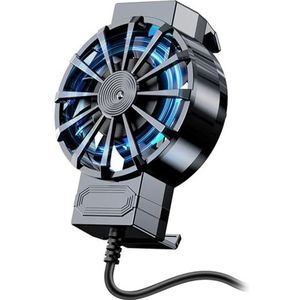 Mobiele koeling met zacht geluid, Black Portable USB Gaming Smartphone Cooler With Fan And Light For 4-6.7in Smartphones