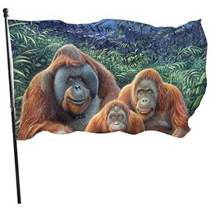 Tuin Vlag 90X150Cm Chimpansee Geluk Familie Vlag Dubbel Gestikte Piraten Vlag Met Grommets Bunting Voor Festival Veranda Outdoor