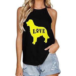 Golden Retriever Love Dog Paw dames tanktop zomer mouwloze T-shirts halter casual vest blouse print T-shirt 2XL