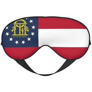 Georgia State Flag Printing Soft Eye Masker, Dubbelzijdige Zachte Oogdekking voor Slaap, Reizen, Yoga, Verstelbare Riem, Blokkeert Licht