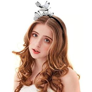 MINTIME Dames meisjes vlinder haarband haarband hoofdband haaraccessoires hoofdtooi bruidssieraden (wit)