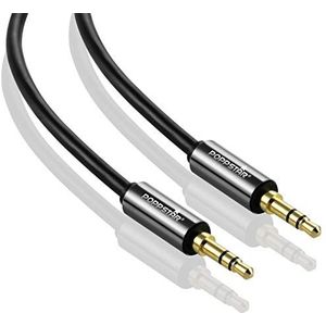 Poppstar 20m Audio Kabel Jack (Jackplug, 3,5mm Verguld), Kabel voor Luidsprekers Headphones, Smartphone, Mp3-speler, Zwart