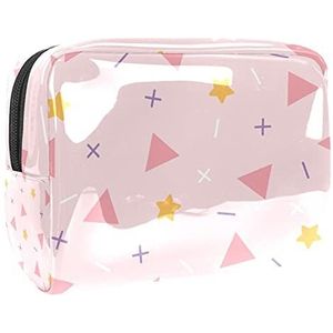 Geometrische Driehoek Ster Roze Geel Make-up Tas voor Portemonnee Draagbare Reizen Organizer Tas voor Toiletartikelen Schoonheidstas Waterdichte Geometrische Driehoek Ster Roze Geel Cosmetische Tassen voor Vrouwen