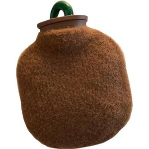 Warmwaterkruik met deksel, 300 ml warmwaterzak voor warm en koud kompres, handvoetwarmer voor winter-bruin