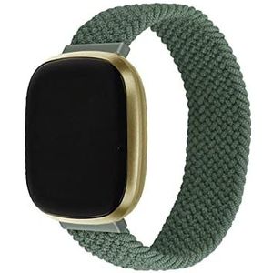Jeniko Compatibel Met Fitbit Versa 3 Sense Band Nylon Vlecht Zachte Elasticiteit Horlogebanden Gevlochten Solo Loop Polsband Versa 3 Horloges Accessoires(Green,FOR FITBIT VERSA 3_M)