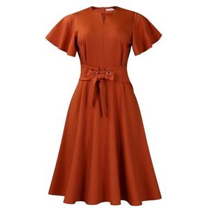 yk8fass Een jurk met korte mouwen en bandjes ii-0513, Bruin, S