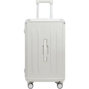 Koffer Modern Bagage Voor Damespakken Met Bekerhouder USB-spinnerwielen Harde Bagage Met Slot Handbagage (Color : White, Size : 24in)