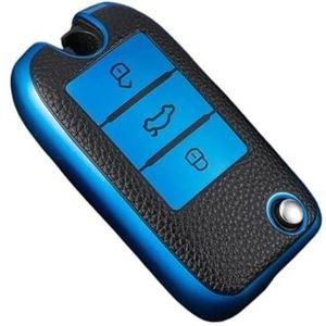 Autosleutel beschermhoes TPU Lederen Auto Flip Key Case Cover Voor Roewe RX5 Voor MG3 Voor MG5 Voor MG6 Voor MG7 Voor MG ZS GT GS 350 360 750 Tas Shell Protector Accessoires Sleutel Shell(Blue)