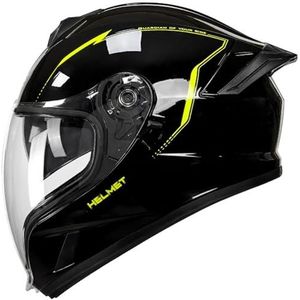 Motorhelm Systeemhelm Met Dubbel Vizier DOT/ECE Gecertificeerd Integraalhelm Scooterhelm Motorhelm Voor Dames En Heren F,XL/59-60CM